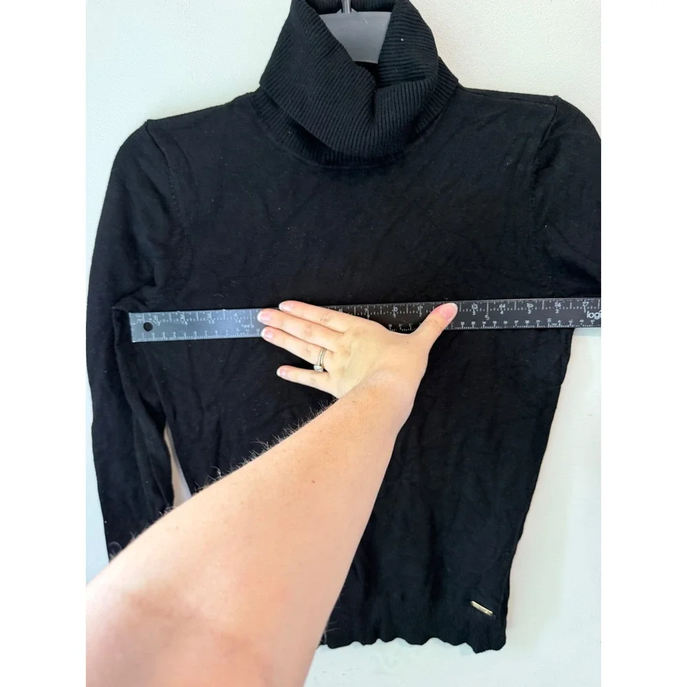 Calvin Klein Womens Black Turtleneck Rayon Blend Knit Sweater M9VS8092 Small